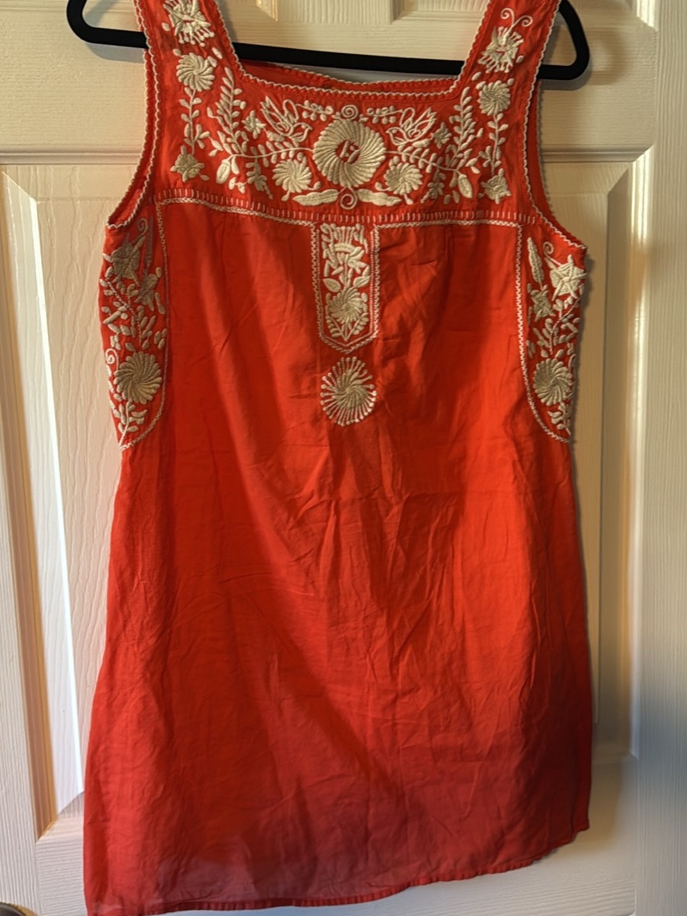 Tory Burch Orange Top/Coverup with Cream Embroidery